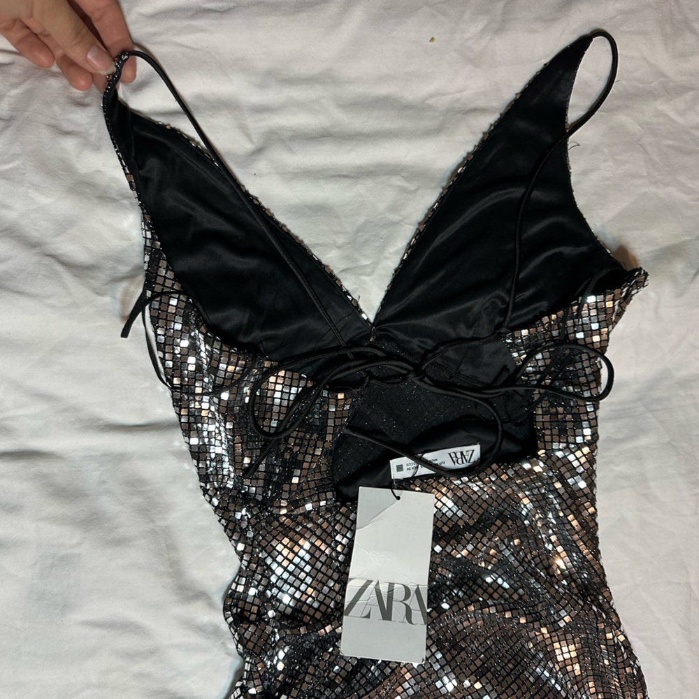 Zara Metallic One Shoulder Dress - Picture 8 of 14